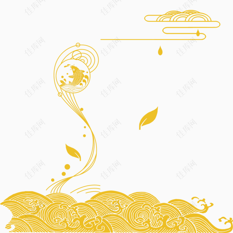 金色花纹茶业素材背景