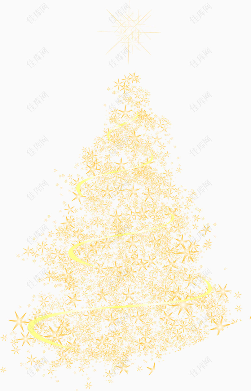 金色手绘圣诞树