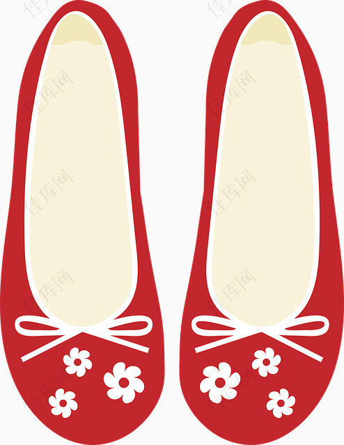 手绘红色绣花鞋