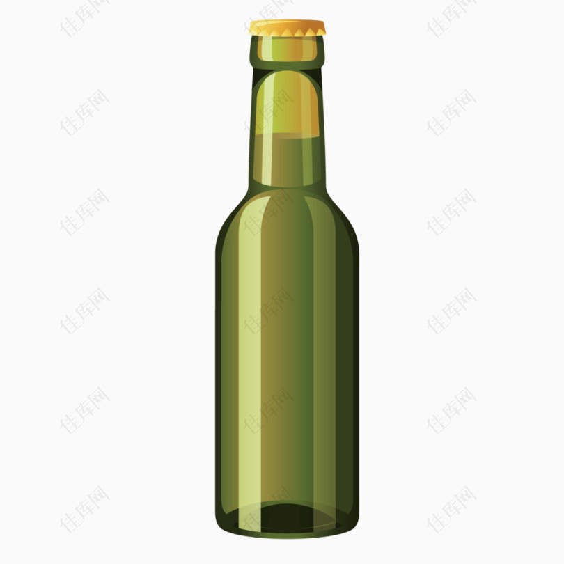 矢量棕绿色啤酒瓶