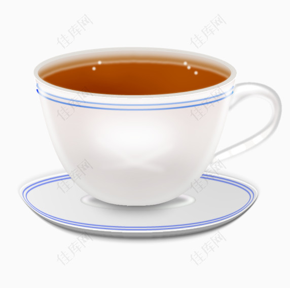 一杯奶茶水彩插画图标元素