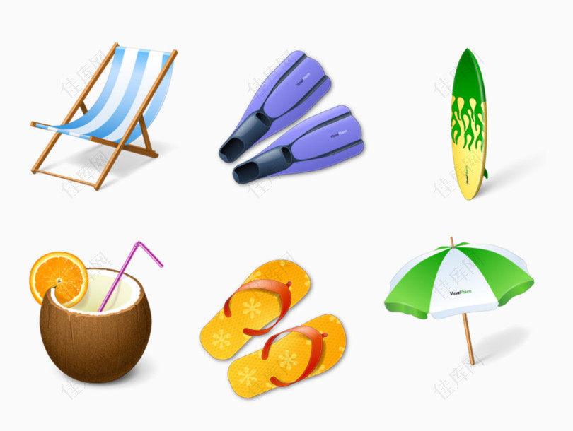 夏日海边度假用品PNG图标