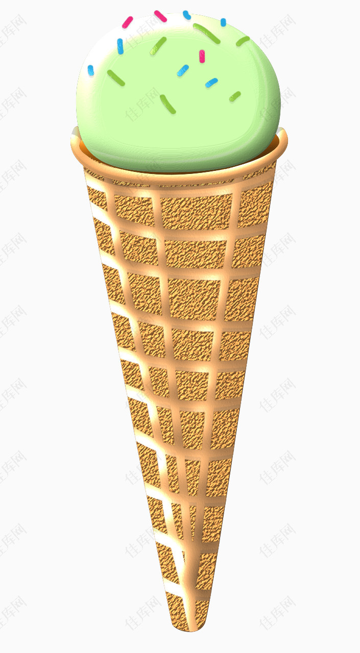 绿色立体冰淇淋