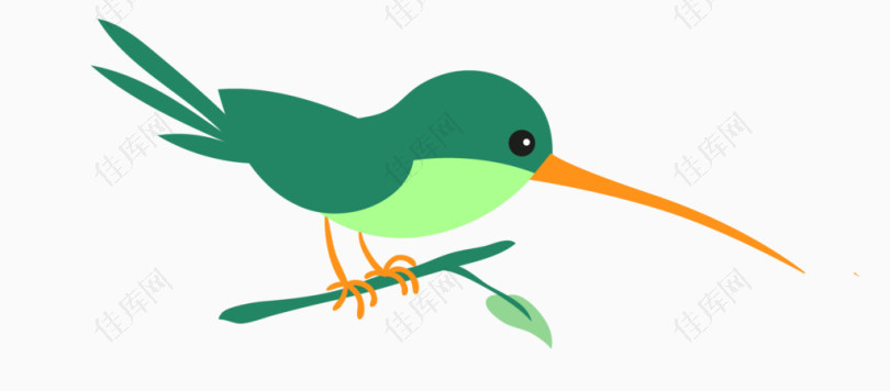 卡通绿色小鸟