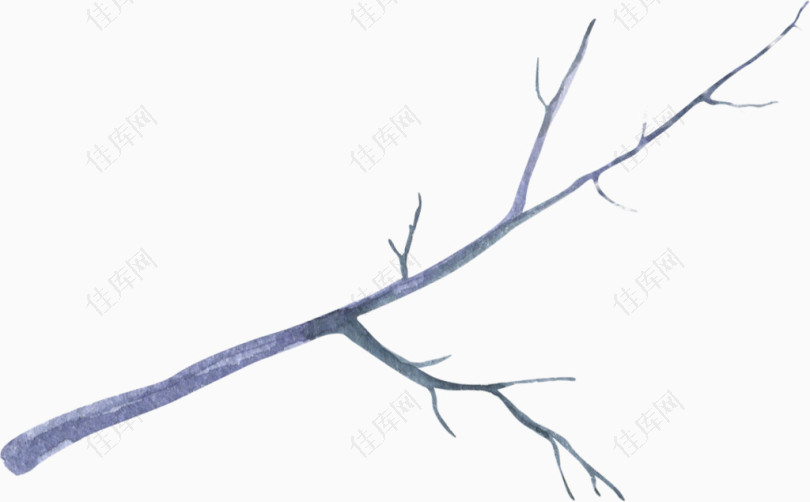 蓝色手绘树枝