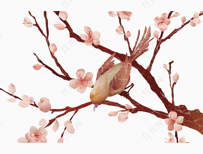 桃花枝头上的鸟儿