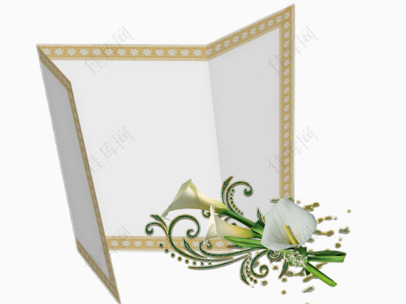 折页效果花朵边框