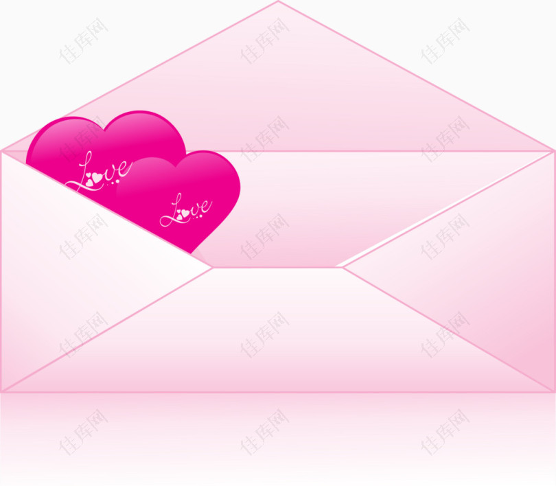 粉色爱心信封