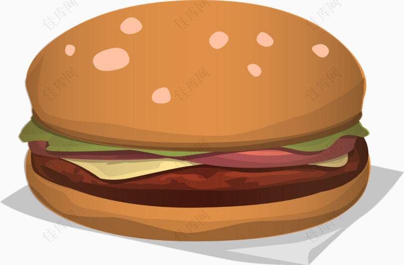 卡通手绘汉堡食物