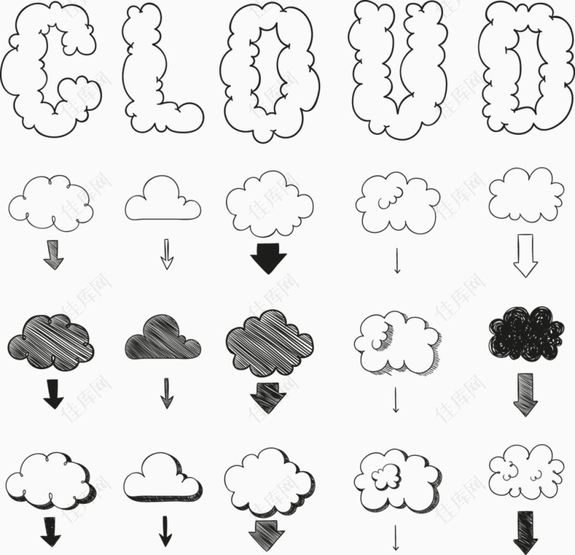 手绘云朵设计矢量素材