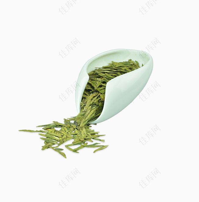 绿色皿器装尖细茶叶