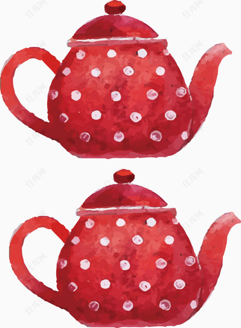 红色茶壶矢量