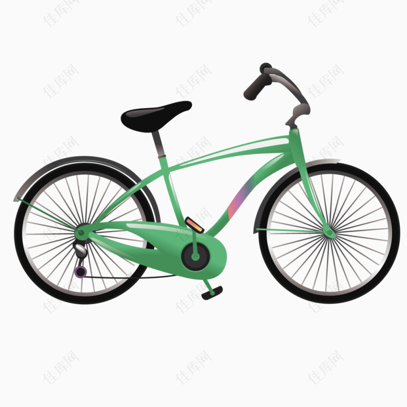 绿色质感黑色自行车