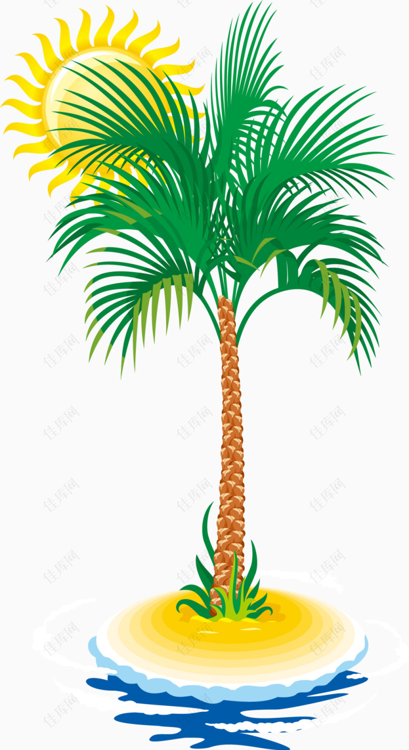 卡通夏日椰树