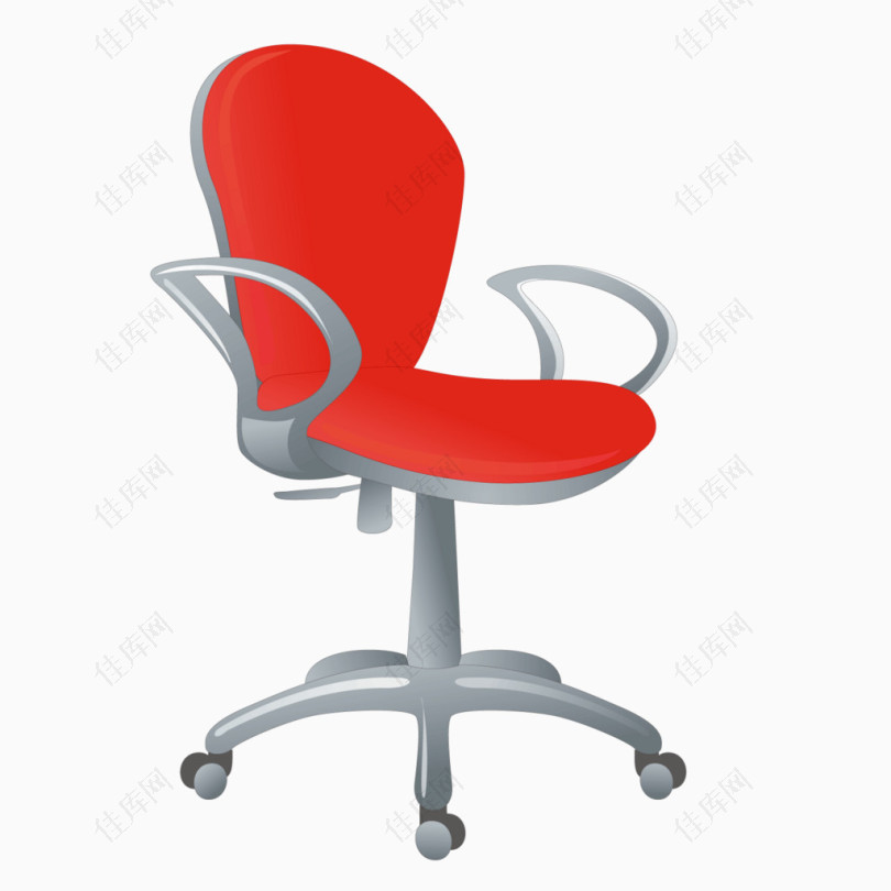 矢量红色摇椅办公椅座椅