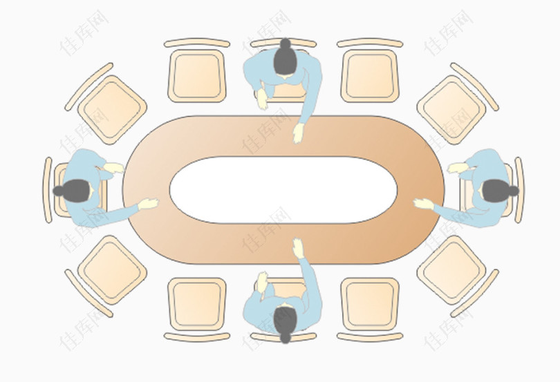 户型图彩平图椭圆形餐桌椅