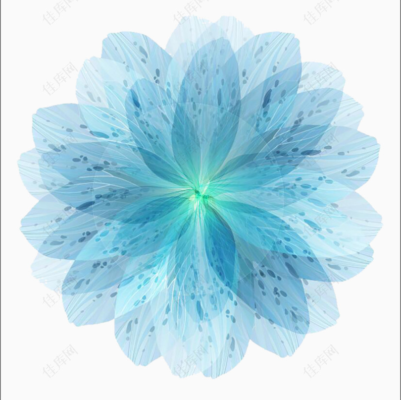 蓝色梦幻对称花朵矢量