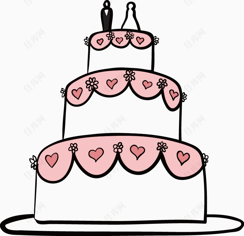 手绘婚礼蛋糕元素