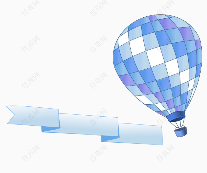丝带热气球矢量图