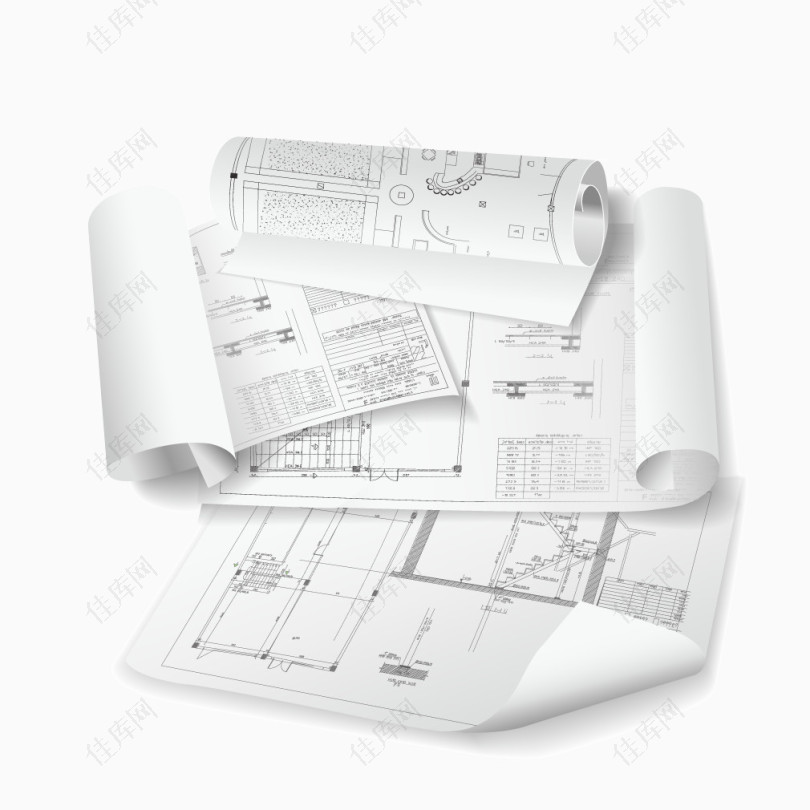 白色纸卷工程图纸