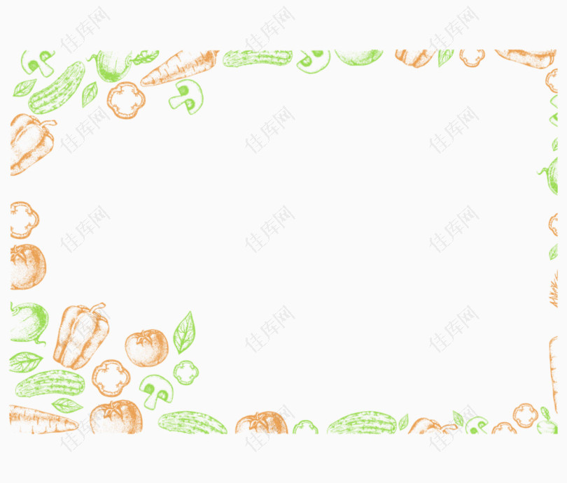 手绘粉笔彩色蔬菜食物