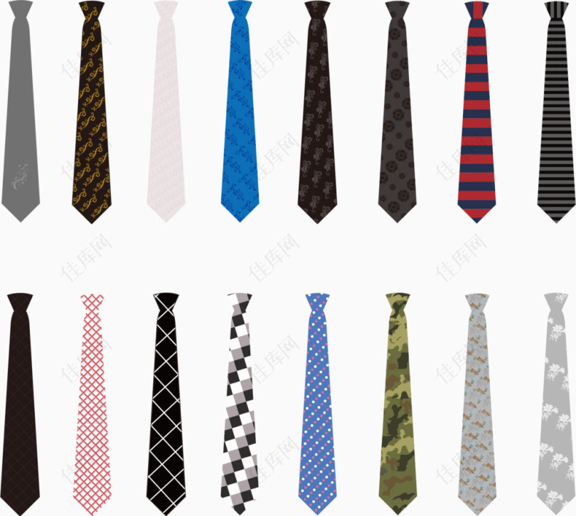 各式各样的彩色领带