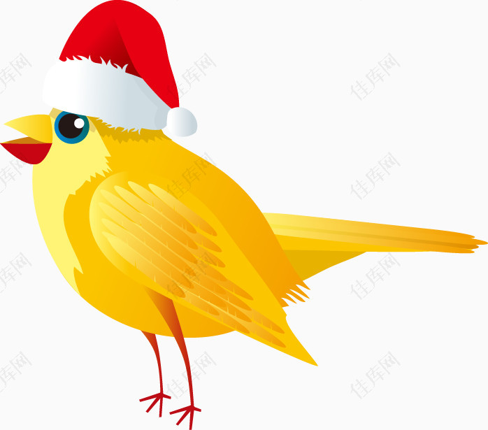 卡通小鸟圣诞帽图案