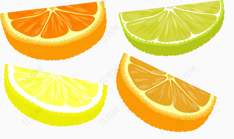 切开的橙子柠檬