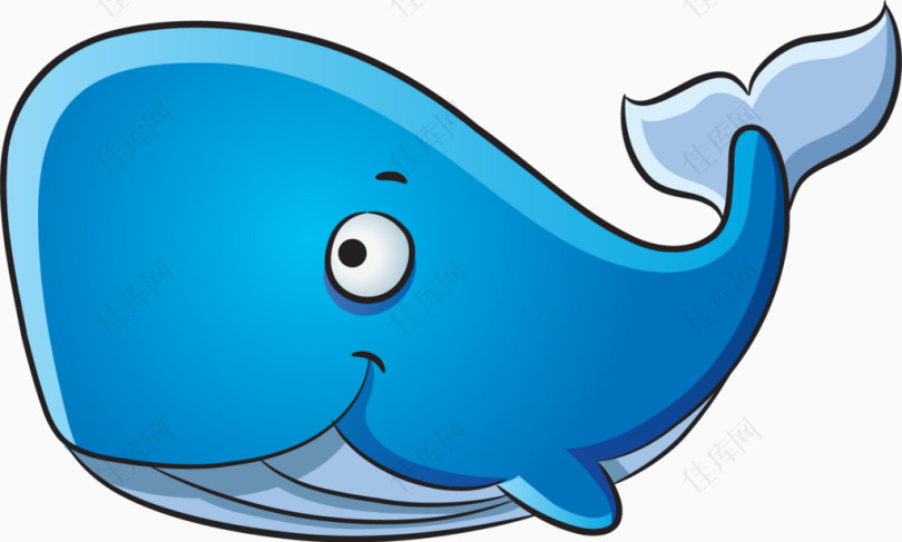 卡通手绘蓝色鲸鱼png