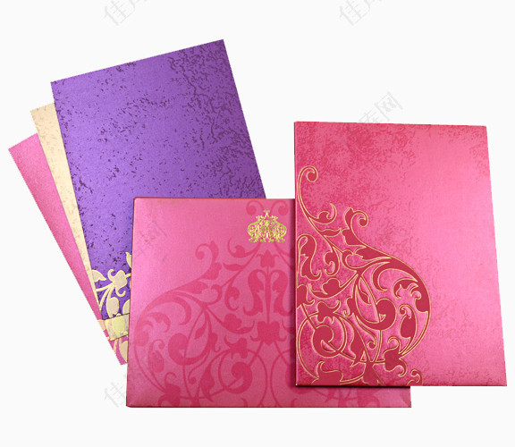 粉色紫色的卡片邀请函