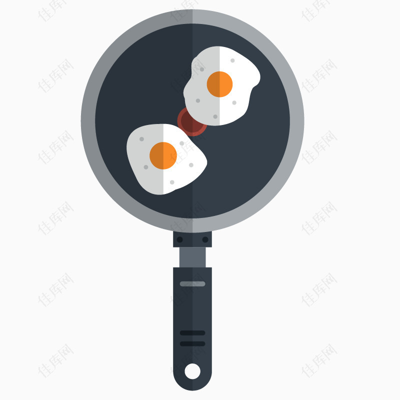 卡通手绘扁平化食物平底锅煎蛋