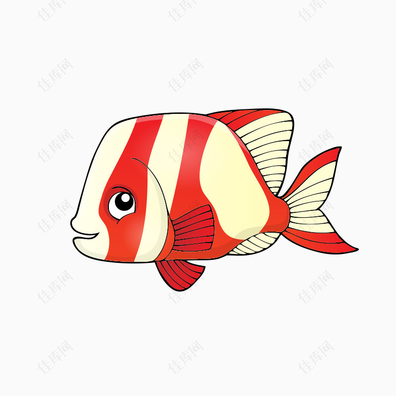 彩色卡通鱼类矢量素材