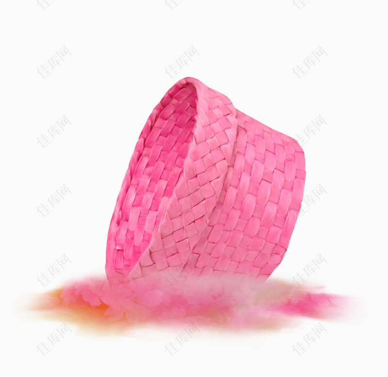 粉色编织篮