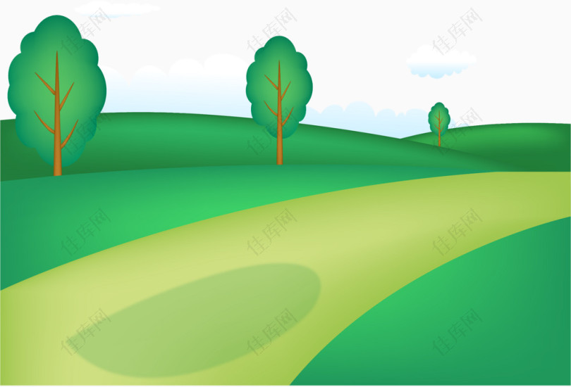 草地绿树矢量图