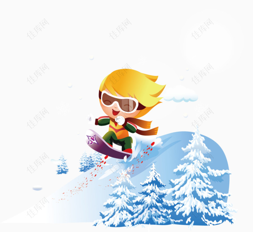 雪地滑雪冬季旅游素材