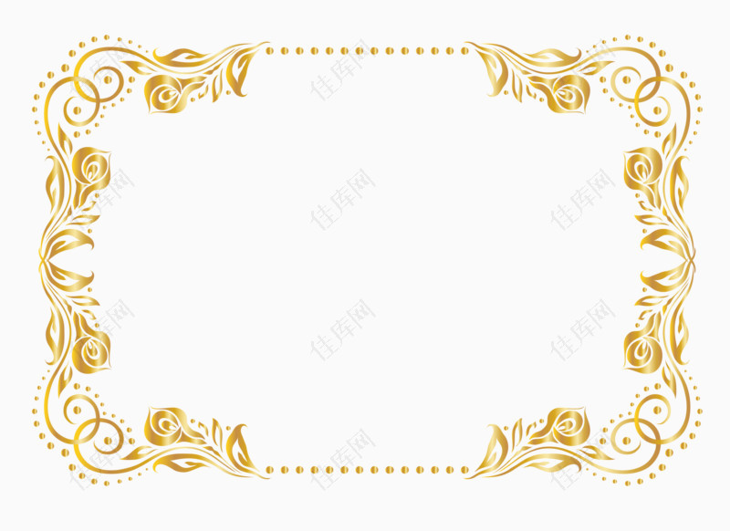 金色花卉边框