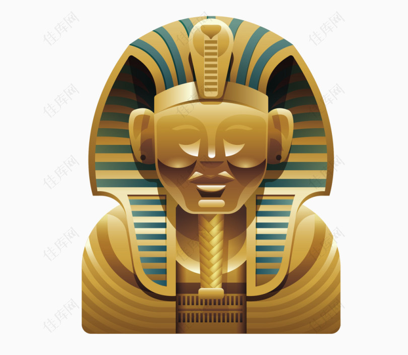 埃及法老金塑雕像矢量