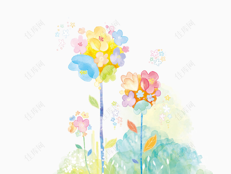 水彩花朵图案元素