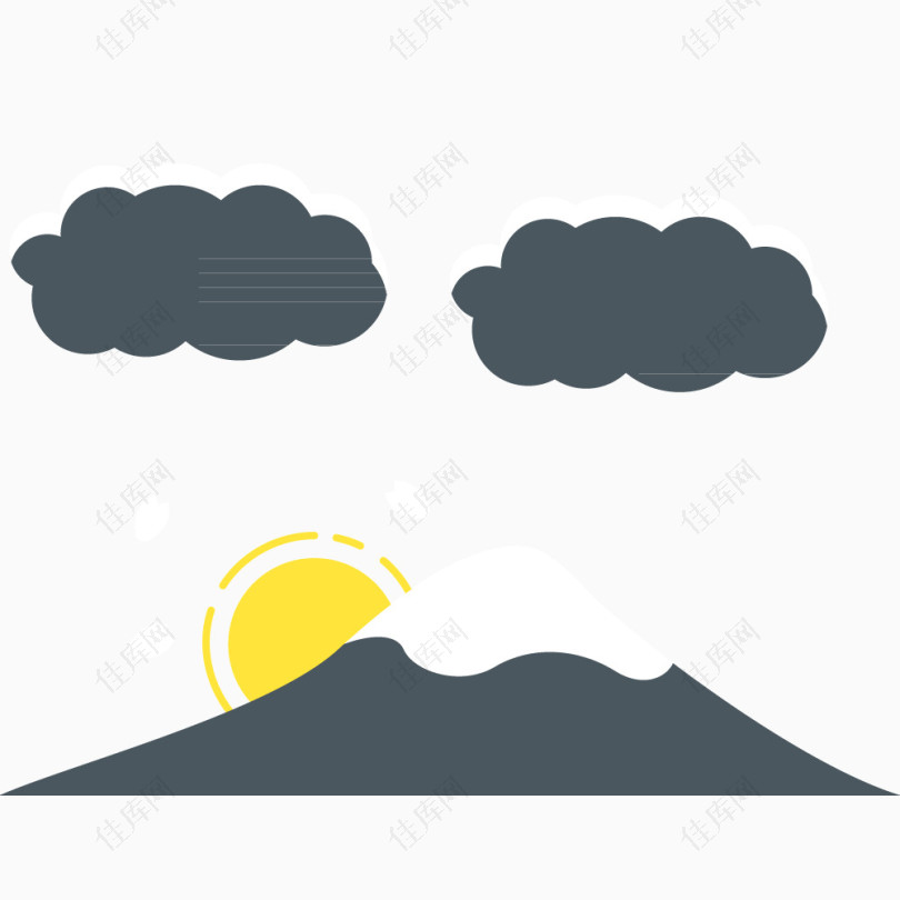 云朵山太阳矢量素材