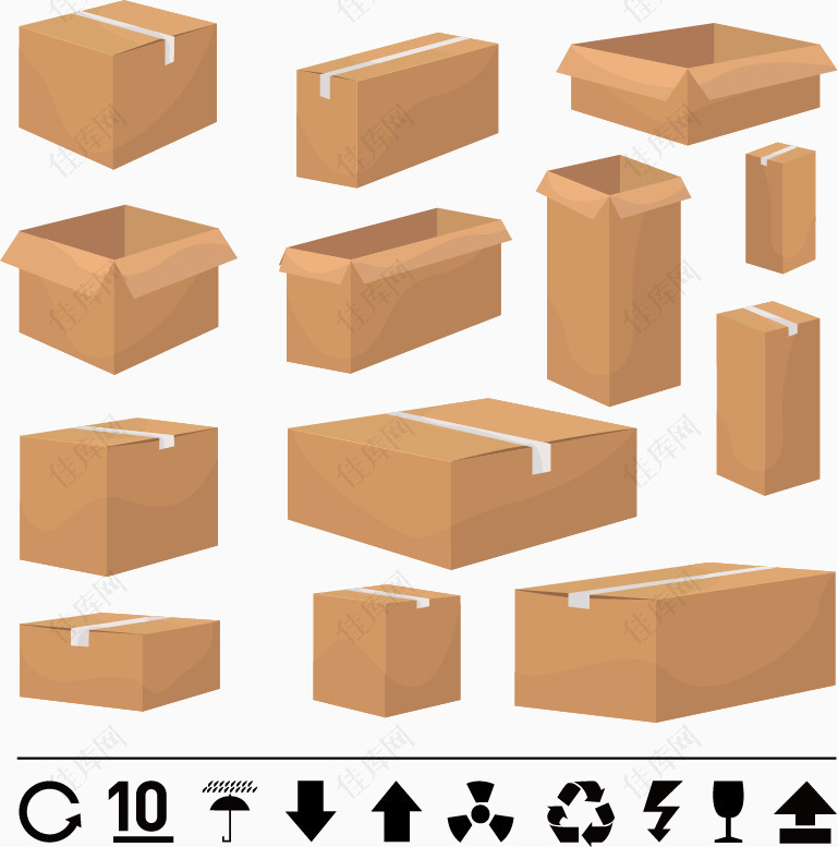纸箱纸盒素材矢量图