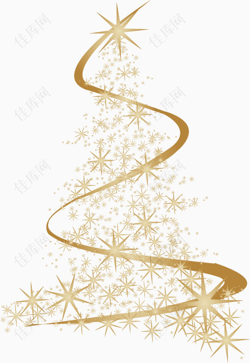 金色圣诞树发光装饰元素