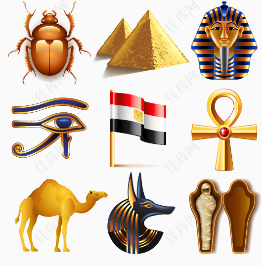 面具骆驼金字塔木乃伊甲虫埃及法老