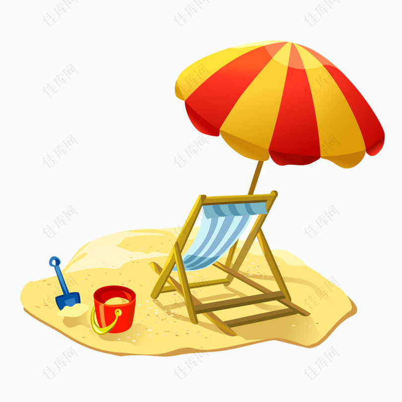 卡通海滩沙滩假日度假座椅素材