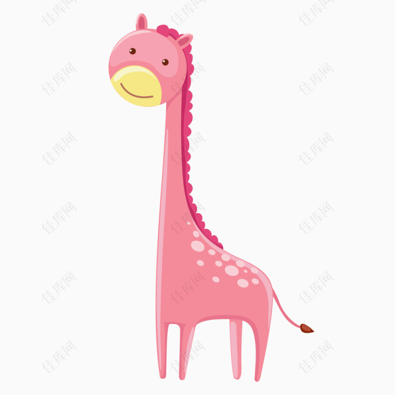 粉色卡通动物长颈鹿