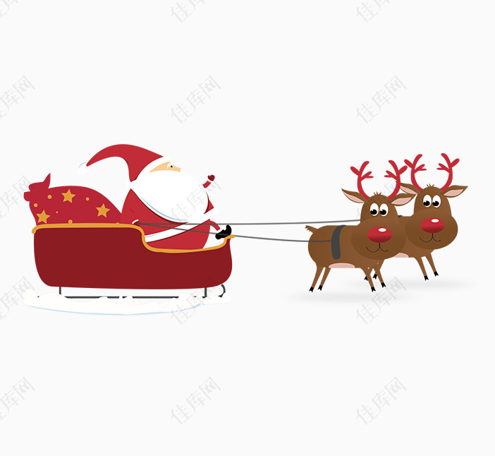 卡通麋鹿与圣诞老人