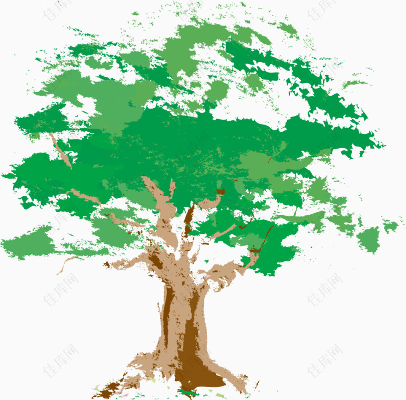 矢量绿色的大树效果元素