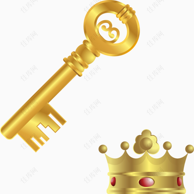 矢量黄金钥匙皇冠