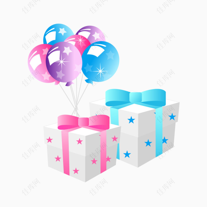 节日元素气球礼盒