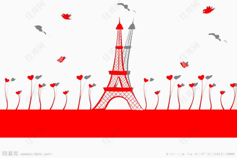 红色折纸塔
