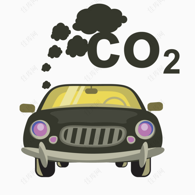 矢量卡通汽车二氧化碳